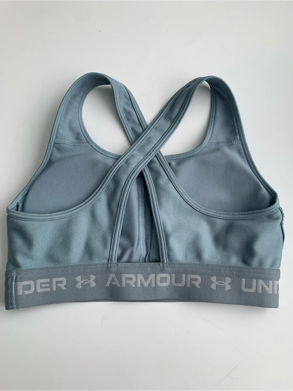 UNDER ARMOUR Women’s Blue Gray Compression Crossback Pullover Sports Bra Small